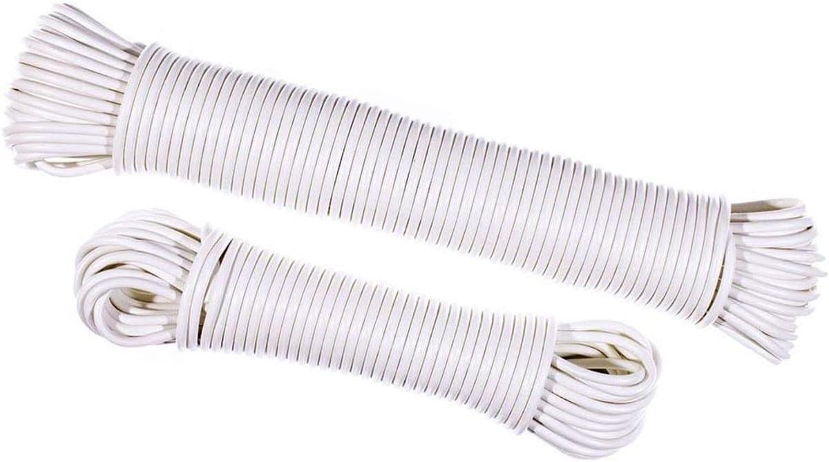 Plastic Waslijn - Kledinglijn Touw - Kleding Drogen - Vezel Versterkt - 5/32 inch 50 voet - Wit — afbeelding 1