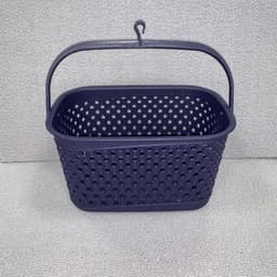 Wasknijpermand - Kleine mand - Wassen drogen - Inclusief 24 knijpers - 22.5 x 15 x 14 cm - Ecru donkerblauw — thumbnail 2