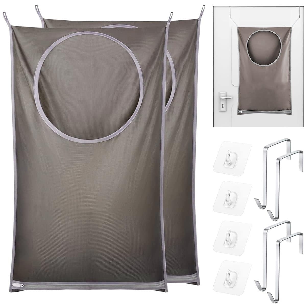 Dailygoods- Waszak Opvouwbaar - 2 Stuks - Waterdicht - Opknoping - Roestvrij Stalen Haak - Ruimtebesparend - Geschikt voor Reis en Thuis - Wasmand — afbeelding 1