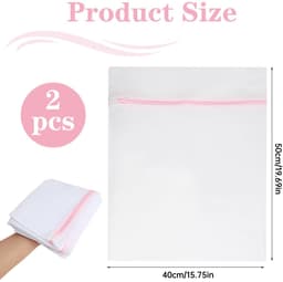BRENZOOS- Wasnet Set van 2 - Premium Wasnetten - 40 x 50 cm - Verborgen Ritssluiting - Bescherming tegen Vervorming - Fijnmazige Polyesterstof - Waszak — thumbnail 5