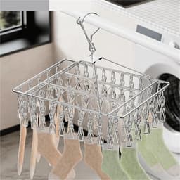 Wasknijpers Set - Kleding Clips - Ruimtebesparend Drogen - Winddicht Ontwerp - 40 Clips - Zilverkleurig — thumbnail 3