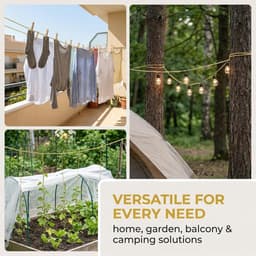 2 stuks - waslijn - Verdikte stalen draad - Waslijn voor het drogen van kleding en beddengoed - 2 mm * 20 m - Goudgeel - Hoog draagvermogen - Draagbaar - Geschikt voor thuis, in de tuin, op het balkon, op de camping — thumbnail 4