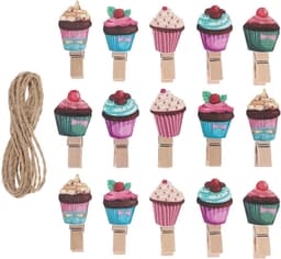 Houten Clips - Decoratieve Klemmen - Foto's Ophangen - IJsvorm Design - 100 Stuks - Diverse Kleuren — thumbnail 1
