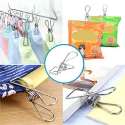 Wasknijpers RVS - Kledingknijpers Clips - Kleding Drogen - Sterk en Stevig - 100 Stuks 6cm - Zilverkleurig — thumbnail 2