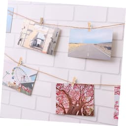 Houten Fotoclips - Wasknijpers Decoratie - Foto's Ophangen - Natuurlijk Jute Touw - 100 Stuks - Kaki — thumbnail 3