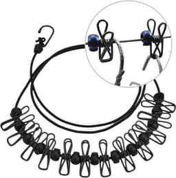 Waslijnen Elastieken Reizen - Touw Met Clips - Kleding Drogen Buiten - Aanpasbare Lengte - 180 cm - Zwart — thumbnail 5