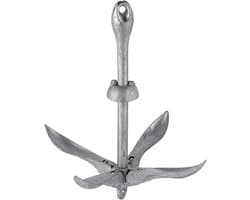 Vouwanker Staal - Klapanker Gietijzer - Watersport Stabiliteit - Verzinkt Robuust Ontwerp - 15 kg - Zilver/Grijs