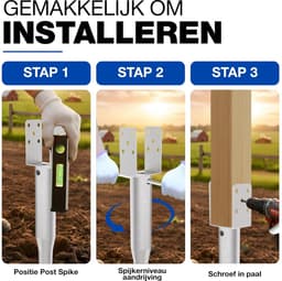 Grondanker - Paalhouder Bodemhulzen - Schutting Plaatsen - Inschroefbaar - 96 x 865 mm - Thermisch Verzinkt — thumbnail 3