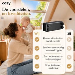 cozy.® Waslijn Uittrekbaar - Waslijndraad met stalen kern - Ook zonder boren - Wasdraad - Roldrooglijn - Drooglijn - Ruimtebesparend - 8.4 m (2x 4.2m) Drooglengte - Binnen en Buiten - Zwart — thumbnail 4