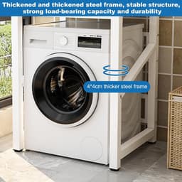 Wasmachine Verhoger - Opbergrek - Ruimte Besparen - 3 Hoogte-instellingen - 73x63x105cm - Wit — thumbnail 4