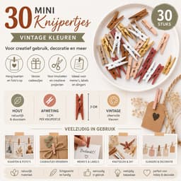 Mini Knijpers Vintage - 30 Kleine Knijpertjes voor Kaarten of Foto's — thumbnail 5