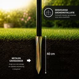 Vonia Droogmolen - Droogrek - Droogmolen met metalen Grondanker - 45 meter Drooglengte - Zwart — thumbnail 3
