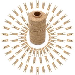 Houten wasknijpers set van 100 stuks, kleine knijpers voor foto's en knutselen met jute touw van 30 meter — thumbnail 1