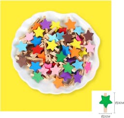 Houten knijpers - Decoratieklemmen - Knutselen en decoreren - Stervormig design - 50 stuks - Gemengde kleuren — thumbnail 3