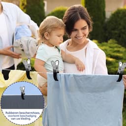 GELLDG Handdoekklemmen - Metalen Klemmen Set - Roestvrij Staal met Antislip Rubber - Maximale Opening 5 cm - 6 Stuks - Geschikt voor Strandstoel en Waslijn - Zilverkleur — thumbnail 4