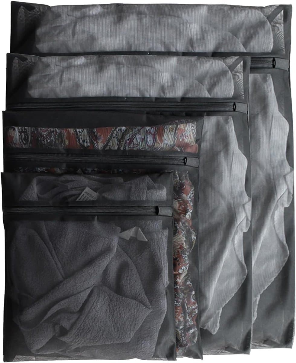 Set van 4 waszakken, vuilafstotend en kleurvast voor jassen, tops en bh's (24 x 30 cm, 30 x 40 cm, 40 x 50 cm, 60 x 60 cm) - Beschermt kleding, voorkomt slijtage en verlengt levensduur — afbeelding 1
