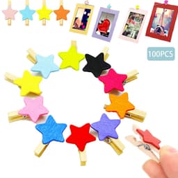 100 stuks - Kleine houten wasknijpers - Mini gekleurde fotoklemmen - Decoratieve fotoklemmen - Hangende fotoklemmen - Houten knutselklemmen - Ansichtkaartklemmen - houten klemmen - Willekeurige kleuren - Geschikt als fotoklemmen en opbergklemmen — thumbnail 1