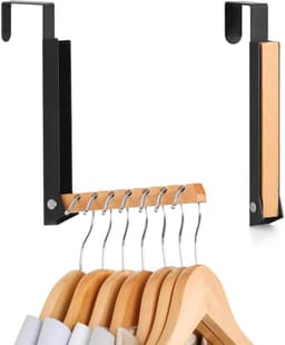 Reisdroogrek- Zonder boren - Opvouwbaar -Kledingstang - Achter-deur-hanger voor hotelkleding -Droogrek - Haak - 【Zwart】Set van 2, geschikt voor deuren tot 4,5 cm dik — thumbnail 1