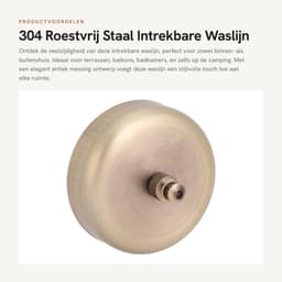 Dailygoods- Waslijn Intrekbaar - Telescopisch Wandgemonteerd tot 2,8 m - Ruimtebesparend Droogrek - Voor Binnen/Buiten - Duurzaam Roestvrij Staal - Geschikt voor Terrassen en Balkons — thumbnail 1
