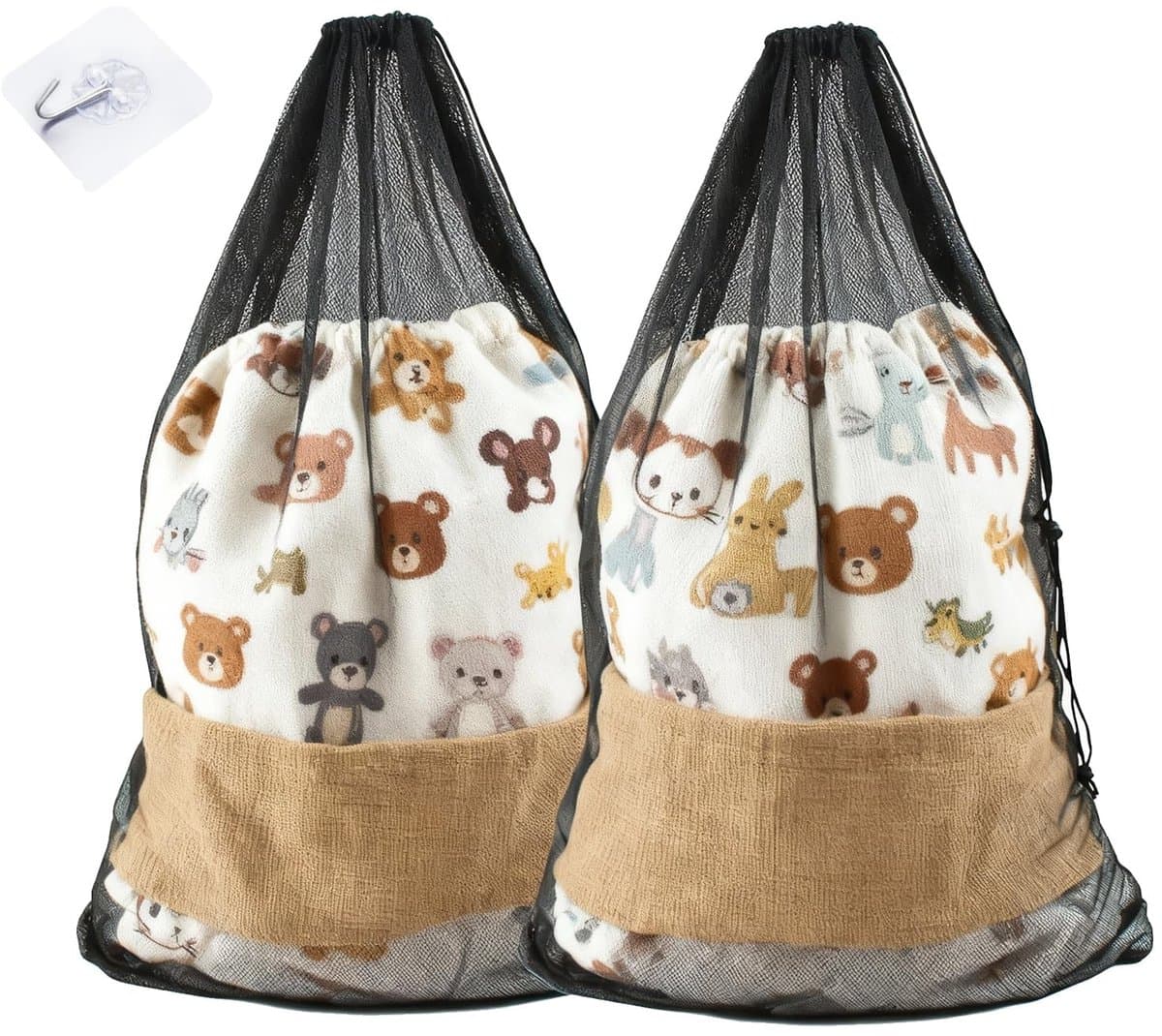 Dailygoods- Wasnet XXL - 2 stuks - 70 x 90 cm - Fijnmazig - Waszak voor Kleding - Waszak voor Beddengoed - Met Trekkoord en Haken — afbeelding 1