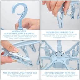 Dailygoods- Droogrek Klein - 24 Pinnen - Opvouwbaar - Duurzaam - Multi-Clip-Design - Winddicht - Hoogwaardig PP-Kunststof - Waslijn — thumbnail 3