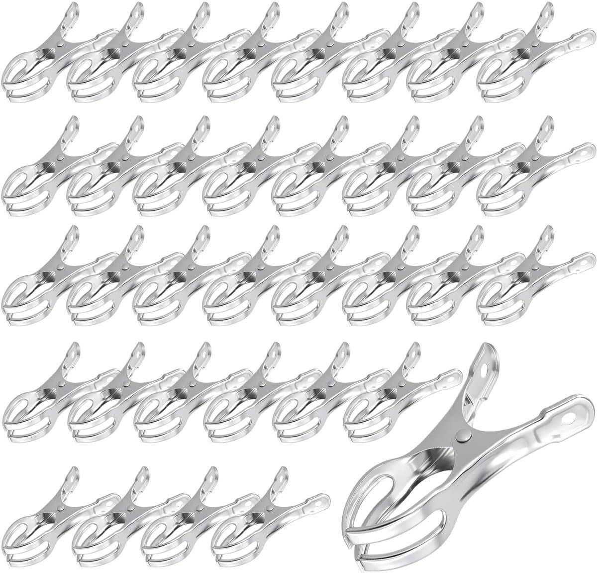 Dailygoods- Handdoekklemmen 50 stuks - Roestvrij Staal - Strandhanddoekclips - Grote Wasknijpers - Duurzaam - Geschikt voor Buitengebruik — afbeelding 1