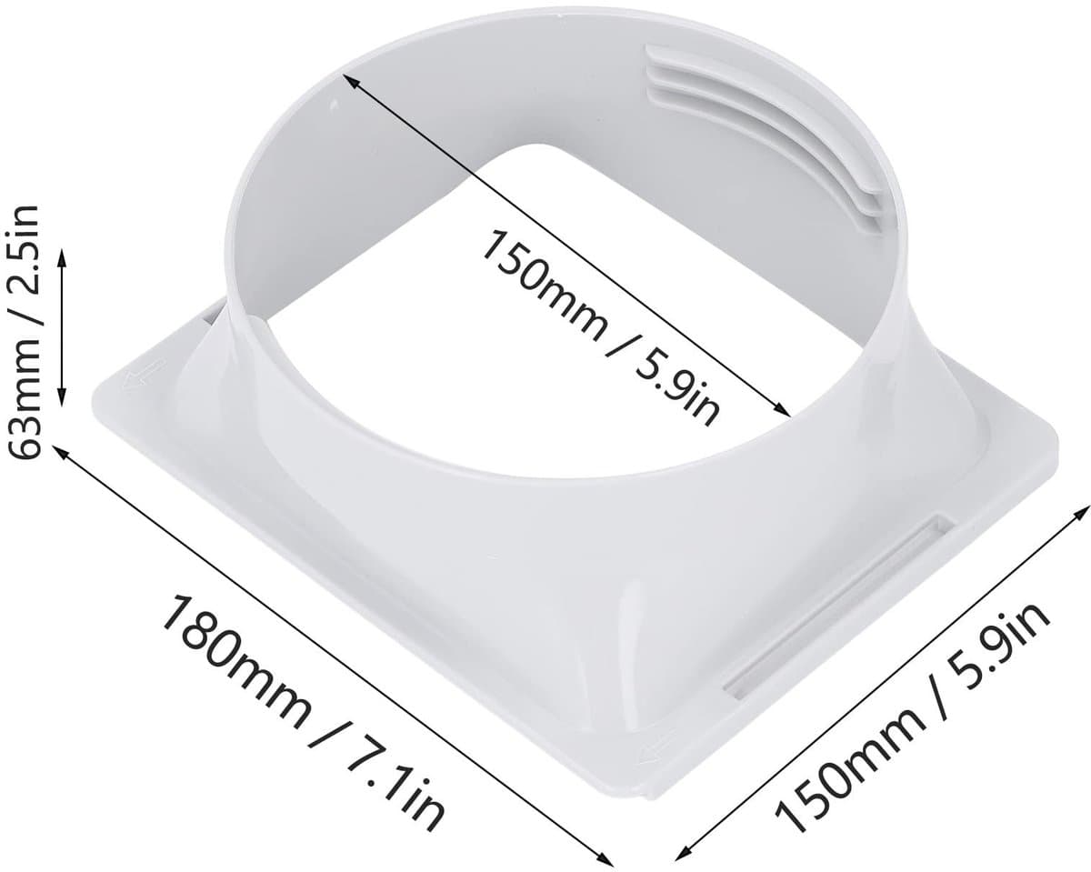 Dailygoods - Air Conditioner Afvoerslang Adapter - Vierkant naar Rond - 5.9 Inch Aansluiting - Geschikt voor diverse airco's - Kwaliteit en duurzaamhe... — afbeelding 1