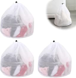 Dailygoods- Waszak - 3 Stuks - Herbruikbare Mesh Waszak met Trekkoord - Fijn Net - Lichtgewicht Polyester - Slijtvast en Ademend - Waszakken — thumbnail 1