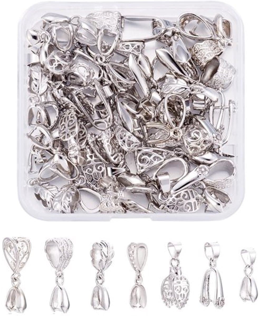 Dailygoods- Kraal 48 Stuks - Knijpsluiting - Hangers - Zilveren — afbeelding 1