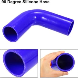 Dailygoods- Silicone Slang 90 Graden Elleboog - Universeel - Binnendiameter 54 mm - Lengte 150 mm - Zwart/Blauw - Duurzaam Materiaal - Koelslang — thumbnail 3