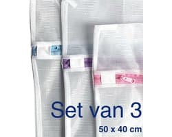 Waszak - Wasnetten voor de wasmachine 3x - microvezeldoek 1x - Wit - Roze - Blauw - Paars - 50 x 40 cm - Incl. verzenden - Ritssluiting - Wasnetjes - Washing Bag - Waszakken - Wasnetje bh lingerie - Transparant - 100% polyester - Wasmachine — afbeelding 1