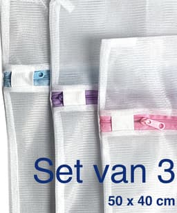 Waszak - Wasnetten voor de wasmachine 3x - microvezeldoek 1x - Wit - Roze - Blauw - Paars - 50 x 40 cm - Incl. verzenden - Ritssluiting - Wasnetjes - Washing Bag - Waszakken - Wasnetje bh lingerie - Transparant - 100% polyester - Wasmachine — thumbnail 1