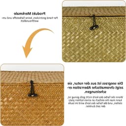 Woven Rattan Opbergmand met Deksel - Seagrass Wasmand en Make-up Organizer voor Badkamer, Woonkamer of Keuken (S) — thumbnail 3