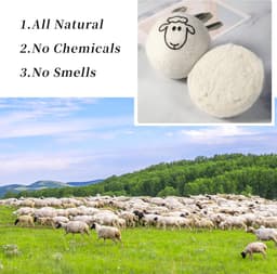 Set van 6 Wollen Drogerballen - XXL Diameter 8 cm - 100% Natuurlijke Schapenwol - Met Schaapjes Print - Inclusief Katoenen Opbergzak - Duurzame Wasverzachter — thumbnail 3