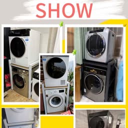 Wasmachine Opbergrek - Wasmachine Kast Organizer - Ruimte Besparen - 300kg Draagvermogen - 75x65x105 cm - Zwart met Houtkleur — thumbnail 3