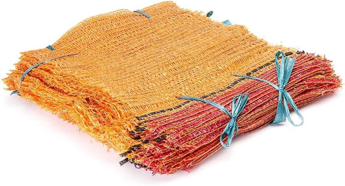 Netzakken - Opbergzakken - Opslag Groente Fruit - Met trekkoord - 100 stuks 80 cm - Goudgeel — afbeelding 1