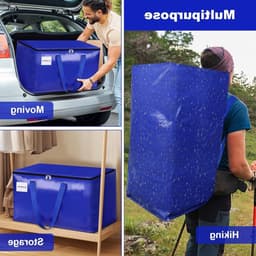 Grote Waszakken met Rits en Label, 105L - Stevige Opbergzakken voor Kleding, Verhuizing en Camping — thumbnail 3