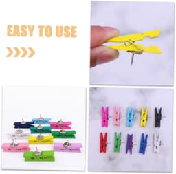 Housoutil 50Pcs Kleurrijke Houten Clip Pushpins Decoratieve Punaises Voor Kurk Boards Notes Ambachten Voor Huizen Kantoren Klaslokalen Gebruiksvriendelijk Ontwerp — thumbnail 5