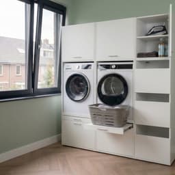 Washcab® Wasmachine Kast - Wasmachine Verhoger - Wasmachine Ombouw - Met lade - Wit - Duo Set High 3 — thumbnail 2