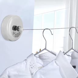 Intrekbare Waslijn - Waslijn Binnen - Kleding Drogen - Roestvrij Staal - 2 Meter - Zilver — thumbnail 2