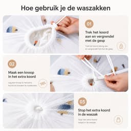 BOTC Waszakken - 60*90cm Waszak Groot - Set van 2 - Waszak Wasmachine - Laundry bag - Waszakken -Wit — thumbnail 3