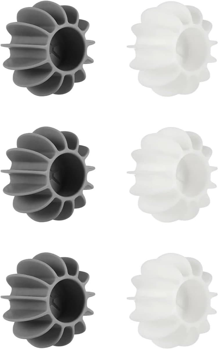 Antiklit Wasballen Voor Wasmachine - 6 Stuks - Bloemvorm - Voorkomt Verwarde Kleding - Wit En Grijs - Elk 3 Stuks - Afmeting 6x4 cm — afbeelding 1