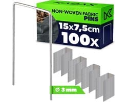 KADAX Grondankers van staal, grondanker voor bevestiging van worteldoek, tuinvlies, hek, net, onkruidfolie, camping, U-vormige, stabiele haringen, bevestigingsankers (100, 7,5 x 15 cm) — afbeelding 1