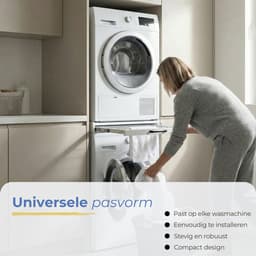 Morelia® Tussenstuk Wasmachine Droger Inclusief Droogrekplank & Spanband - Stapelkit Wasmachine Droger - Universeel - Wit — thumbnail 5