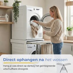 Morelia® Tussenstuk Wasmachine Droger Inclusief Droogrekplank & Spanband - Stapelkit Wasmachine Droger - Universeel - Wit — thumbnail 3