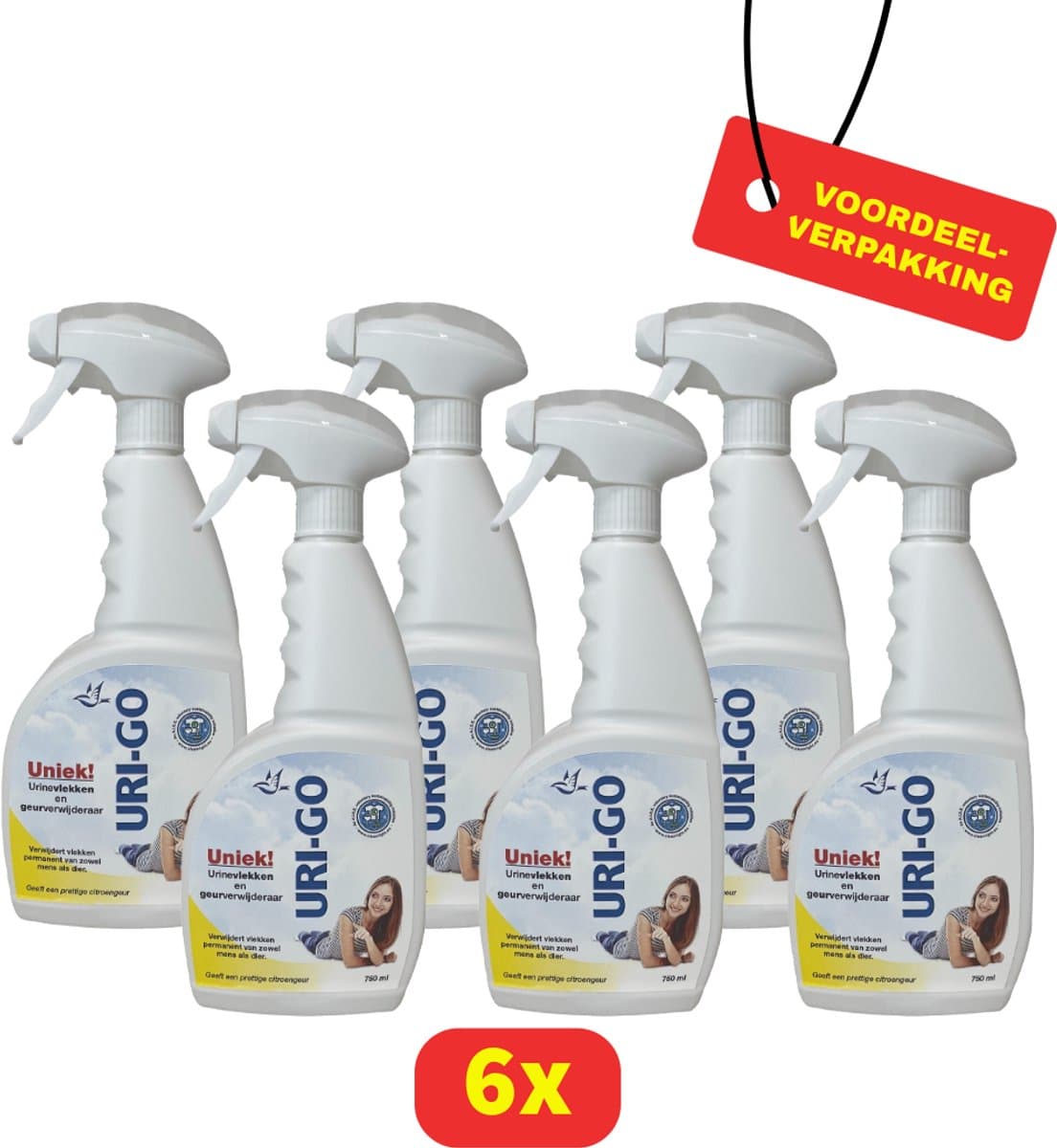 Uri-go Urinegeur- en Vlekverwijderaar - 6 x 750 ml - Voordeelverpakking — afbeelding 1