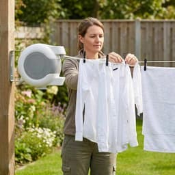 DIVERZA Waslijn 30M – Automatische en Oprolbare Drooglijn – 2 Waslijnen 15 meter – Wasrek – Droogrek – Binnen en Buiten – Wit — thumbnail 5