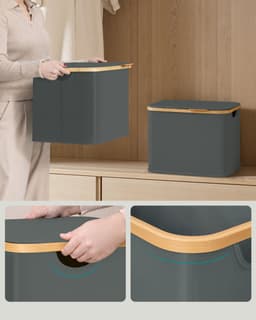 SONGMICS - Wasmand - Wasmand met Deksel - Opvouwbaar Oxford Stof - Bamboe Frame - Voor Wasruimte Slaapkamer Woonkamer — thumbnail 5