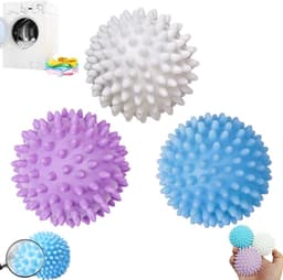 3 stuks - Wasballen - Reinigingsballen voor de wasmachine - Herbruikbare droogballen - Paars + Wit + Blauw - Droogballen - Droogballen - Wasballen die haar opvangen - Droogballen die haar tegenhouden — thumbnail 1