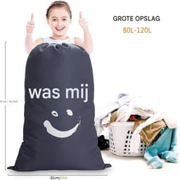 QTTVBTNA – 1 stuk Waszak voor Reizen – Grote Opvouwbare Waszak – Stoffen Wasgoed Opbergzak voor Vuile Was, Reizen, Wasruimte en Slaapkamer – 120L – 61x92 cm – Grijs — thumbnail 5
